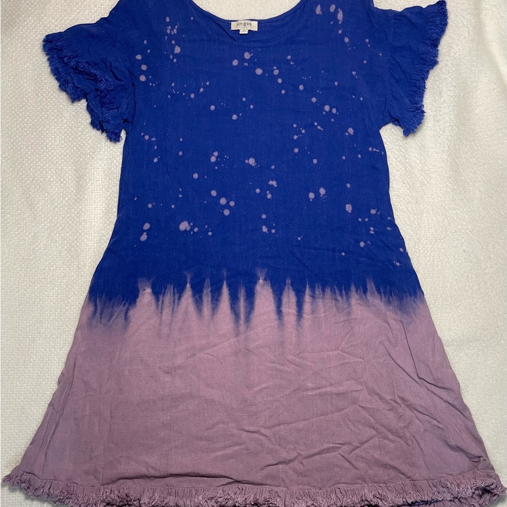 Umgee Women’s Blue and Purple Ombré Hippie Boho Dress size Small